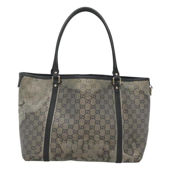 GUCCI GG Crystal Tote Bag Coated Canvas Navy Gold - Picture 3 of 12